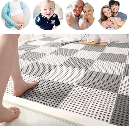 Plastic Bath Mat with Drain Holes and Drainage (Pack of 6)