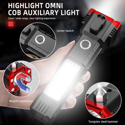 Emergency LED Flashlights With Power Bank And Safety Hammer