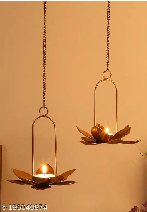 Kraphy Hanging Flower Design T-Light Candle Holders for Diwali Tealight Holder 