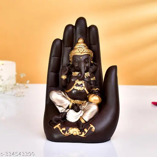 Craftam Polyresin Handcrafted Palm Ganesha Idol for Home Decor