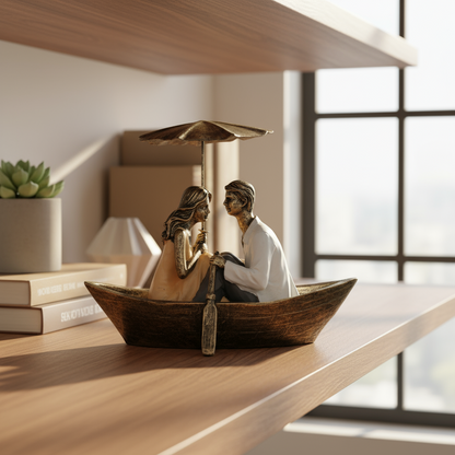 Romantic Boat Couple Showpiece for Valentines Day Gift to Wife Husband Boyfriend Girlfriend - Couple Showpiece for Gift, Multicolor