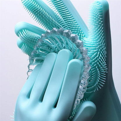 Silicon Scrubbing Sponge Gloves Dish Washing Scruves™  Household Gloves Green Scruves™ Zaavio®