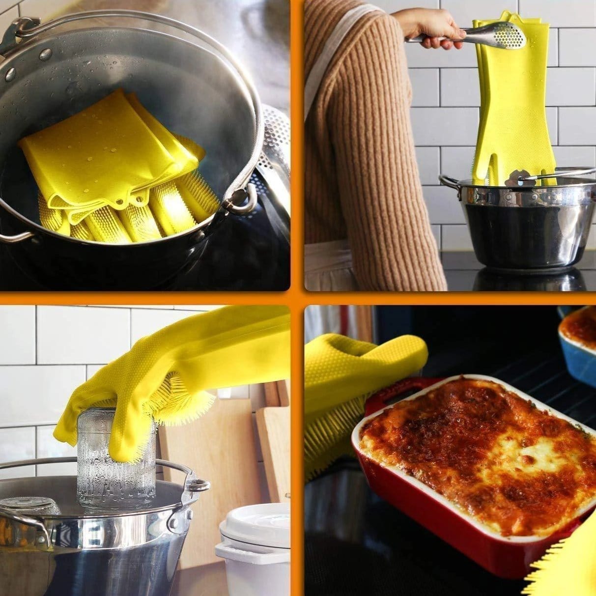 Silicon Scrubbing Sponge Gloves Dish Washing Scruves™  Household Gloves Yellow Scruves™ Zaavio®