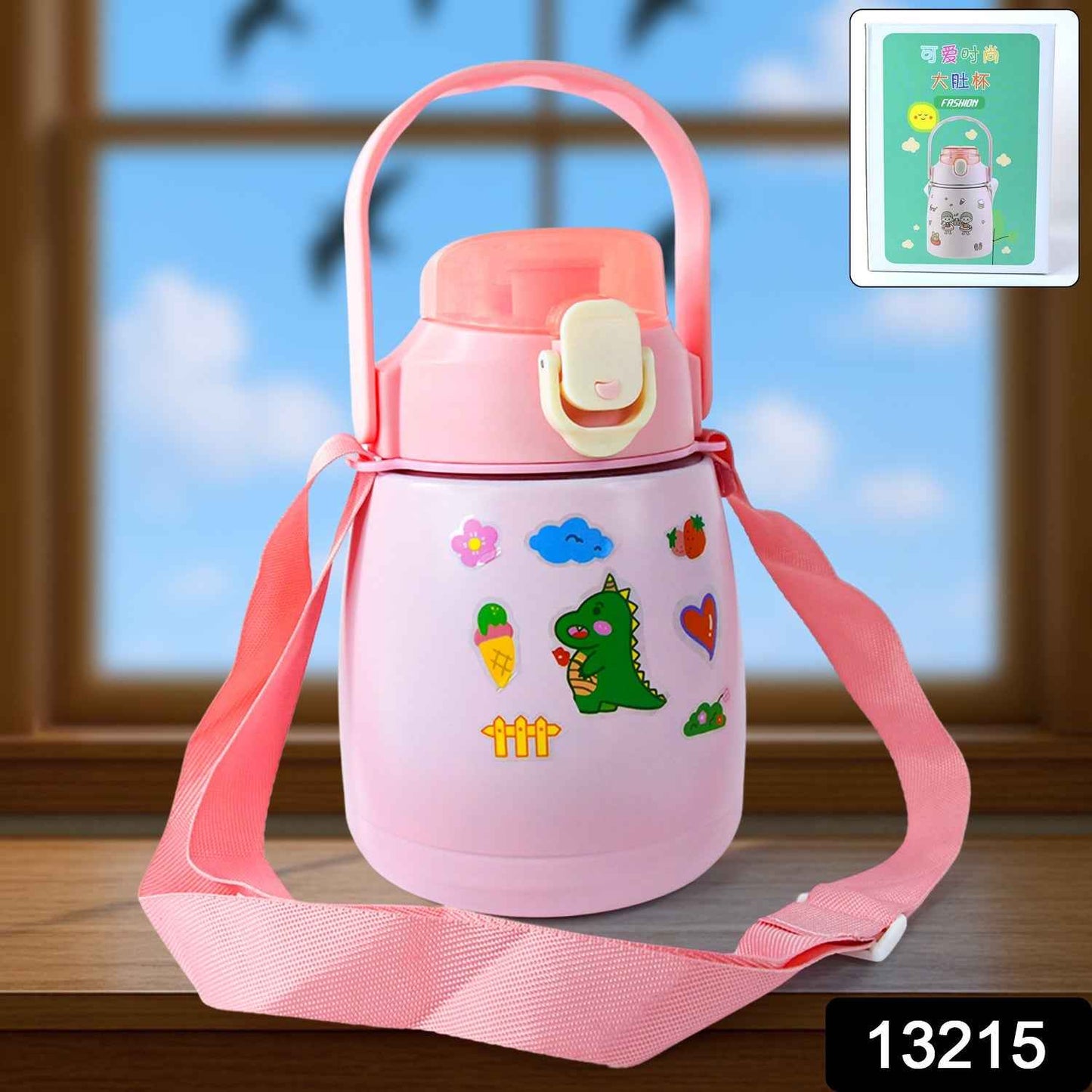 Stainless Steel Vacuum Insulated Water Bottle with Handle & Sticker (700 ML)