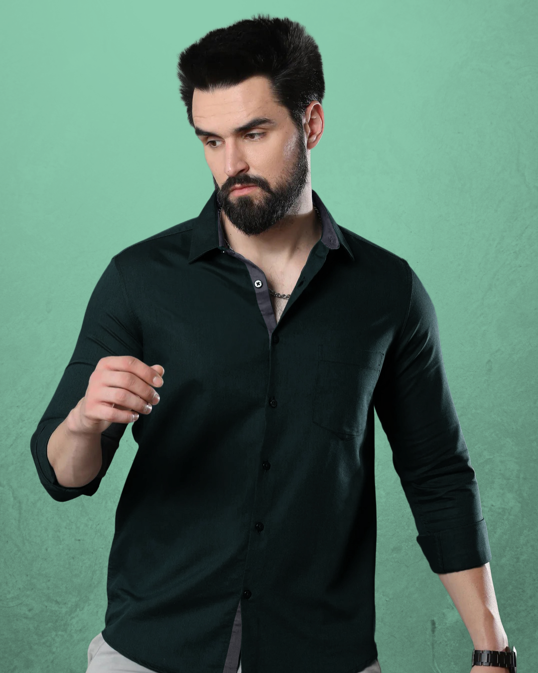 Rich Bottle Green Statement Shirt 