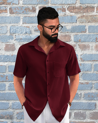 Textured Maroon Men's Classic Shirt 