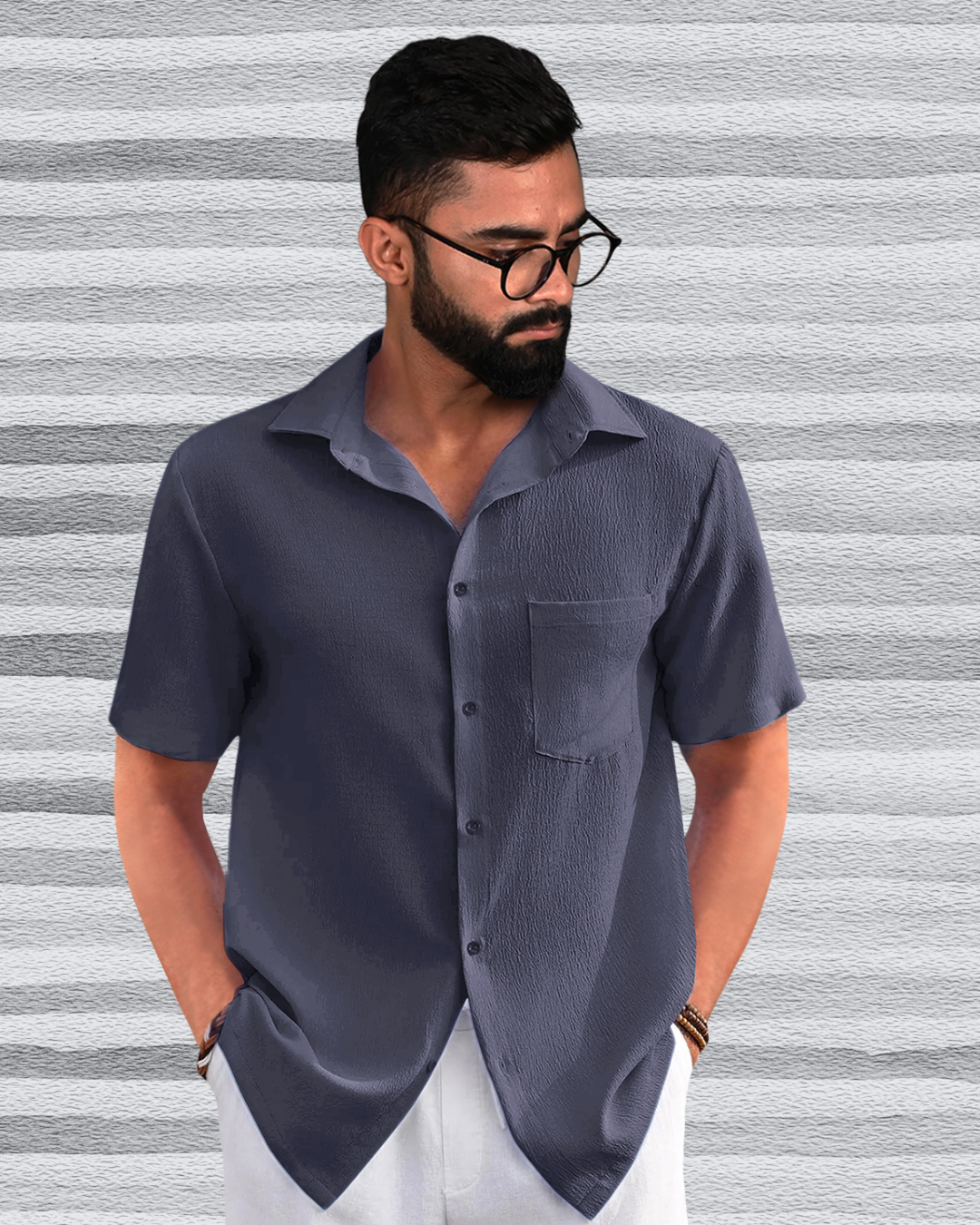 Steel Grey Textured Shirt 