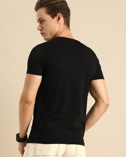 Men's Black Sunset Block Printed T-shirt