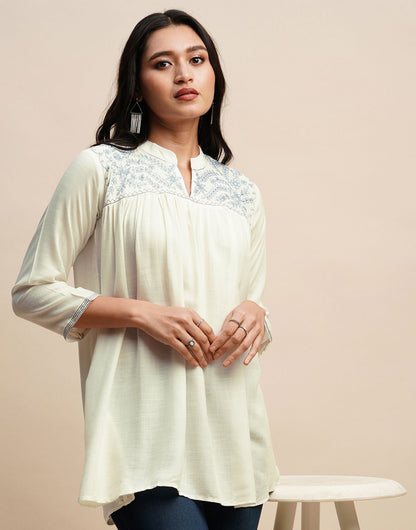 Cream Embroidery Tunic Top 