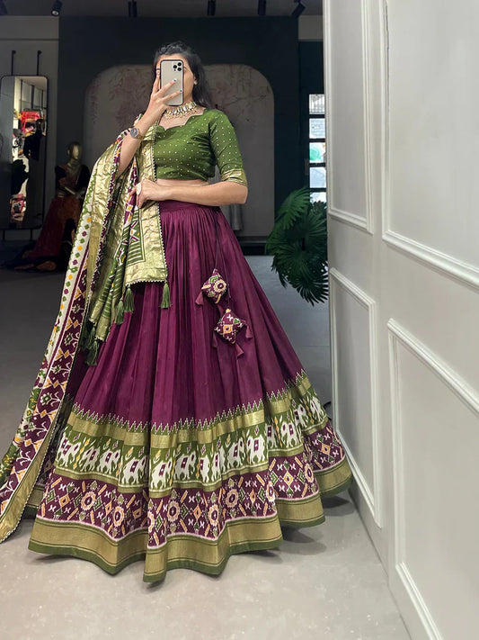 MULTI COLOR DOLA SILK DIGITAL PRINTED LEHENGA CHOLI