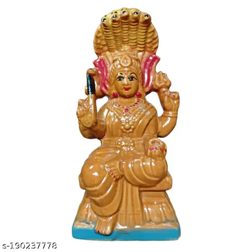 Goddess Durga Mariamman Devi Maa Sitting Ceramic Statue for Home and Office Decor | Handmade Amman Idol (Murti) for Pooja Room | Maariatha silai Showpiece Gift (Brown)(22 cm) Idols & Figurines