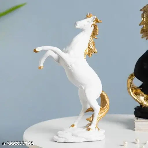Kraphy Horse Statue Horses Showpieces for Home Décor-Resin-White 