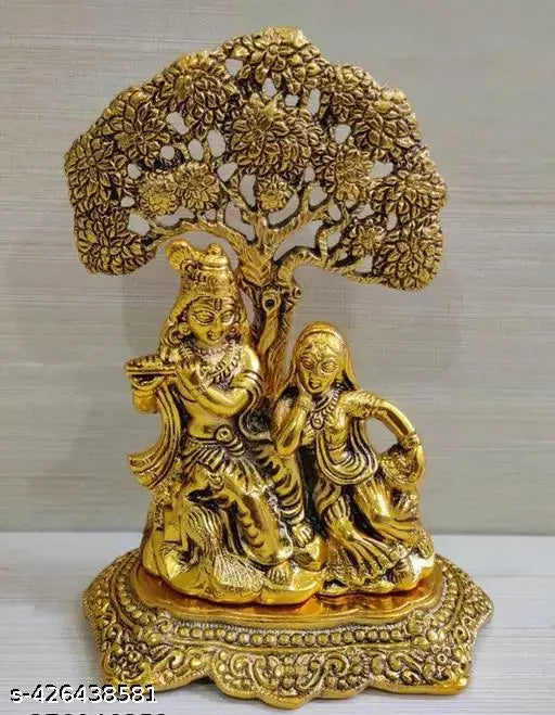 Radha Krishan Under Tree For Home,Temple,Office And Gifting Purpose Luck, Happiness and Prosperity Metal Size L-B-H-12.5x8x17 cm