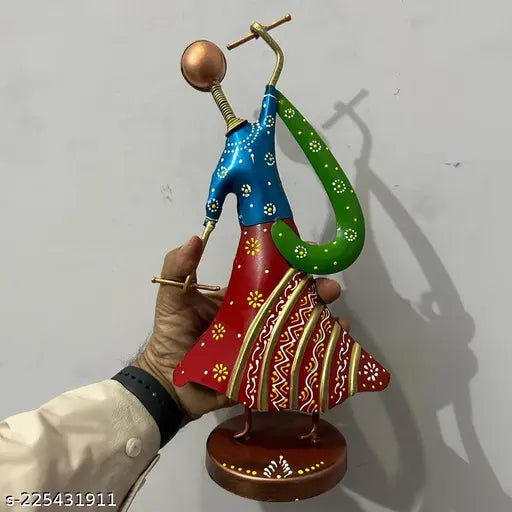 Pack Of 2 Iron Musician Playing Garba Dandiya Showpiece Table Décor 