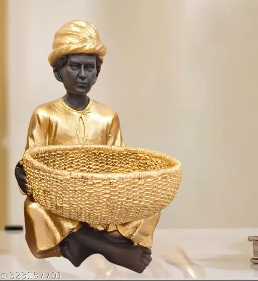 Kraphy Hand Crafted Clever Guardian elegance In Storage Man Statue For Home Decorative Showpiece 