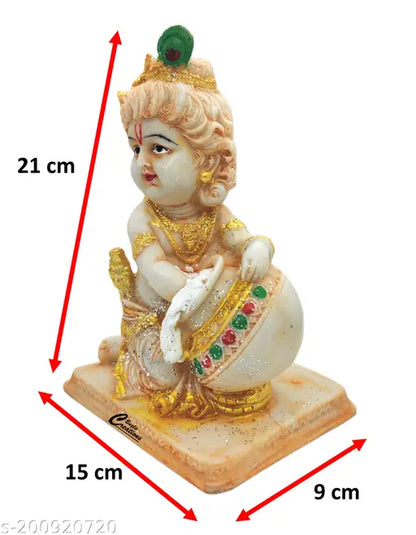 Bagla creations Polyresin Makhan chor gopal ji Statue idol for home office décor @21cm