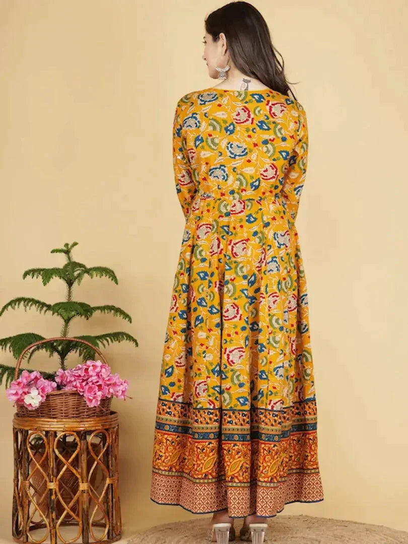 women printed long gown simsim