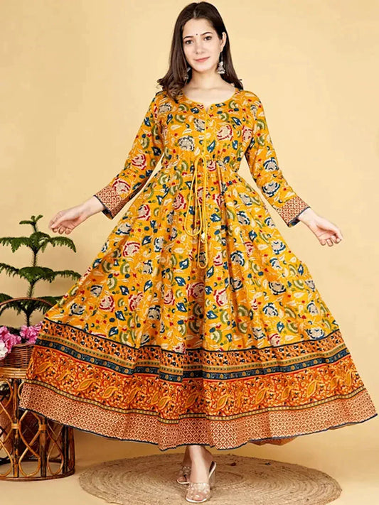 women printed long gown simsim