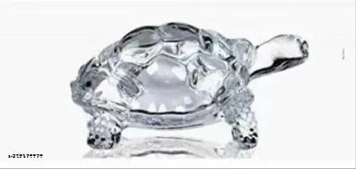 Ansh Trend Crystal Glass Turtle Plated Feng Shui Tortoise Plate Vastu Yantra Feng Sui Lucky Gift Puja Articles Decorative Showpiece - 14 cm Decorative Showpiece - 6 cm (Crystal, Clear)