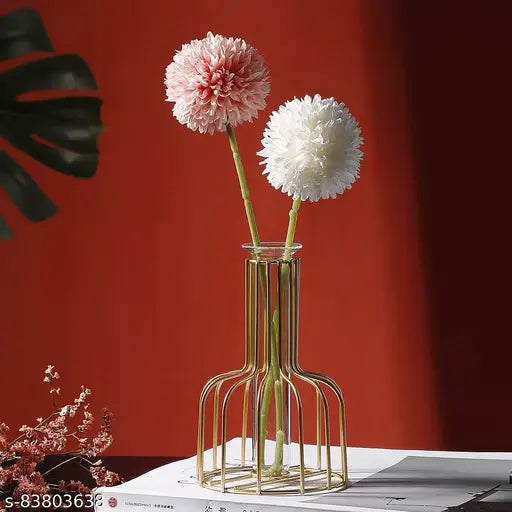 Kraphy Propogation Station With Metal Fame Testtube Glass Item Vase For Flower Gift Home Decor Bedroom Office Corner Living Room Decoration 