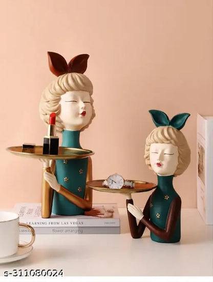 Kraphy Bubble Cute Girl figure Figurine Statue  With Tray 